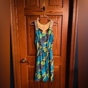 Lilly Pulitzer Calissi Turquoise Sound The Horn High Low Dress Sequins - Size XS